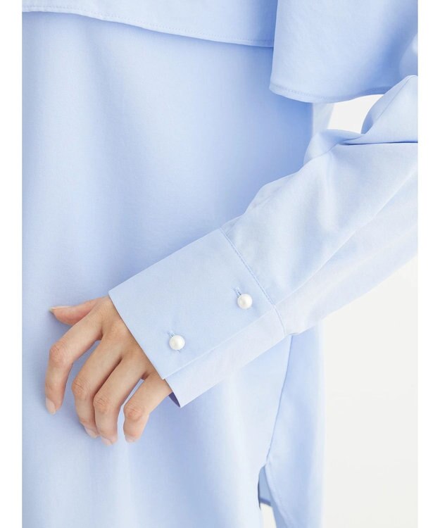 Green Parks ケープ風ブラウス Sax