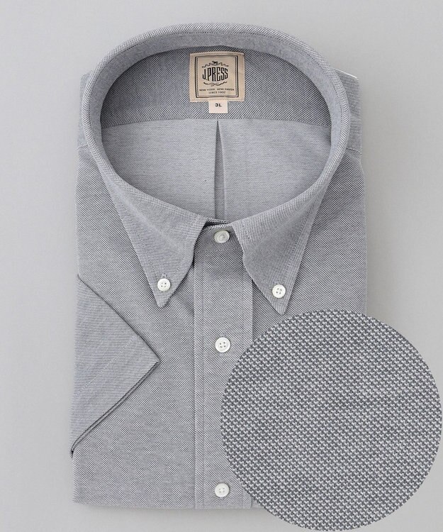 J.PRESS MEN 【KING SIZE】【J.PRESS OXFORD JERSEY】カノコインレイ パッチポケットシャツ / B.D. ライトグレー系
