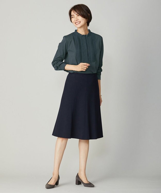 J.PRESS LADIES 【洗える】アルガンシルク スカート ネイビー系