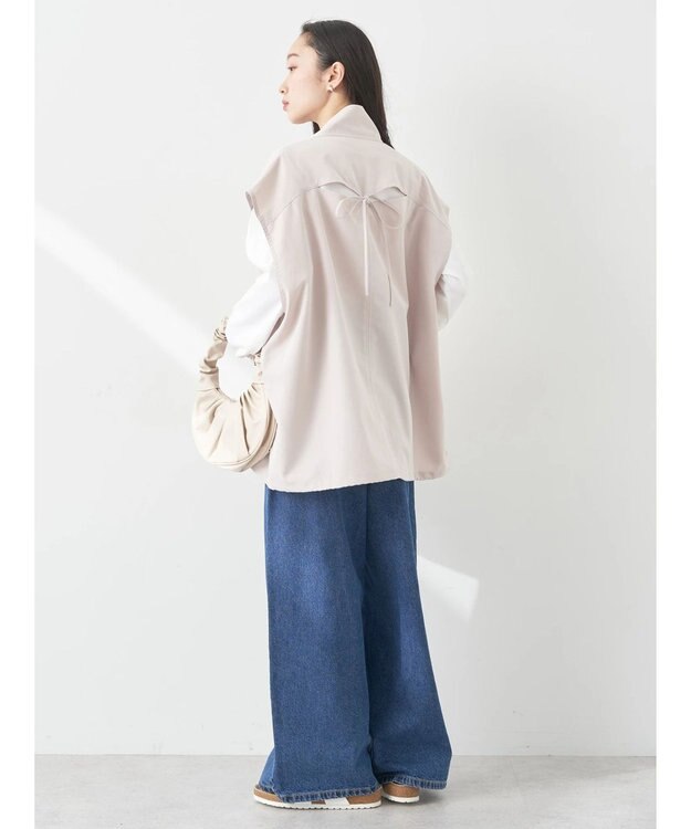 earth music&ecology ミリタリースタンドカラーベスト Light Gray