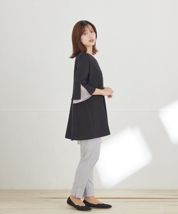 Tiaclasse 麻調テーパードパンツ サックスグレー