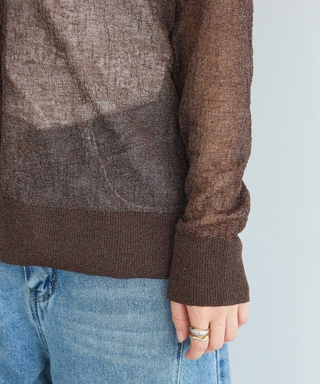 CRAFT STANDARD BOUTIQUE シアージョーゼットニットカーディガン Brown