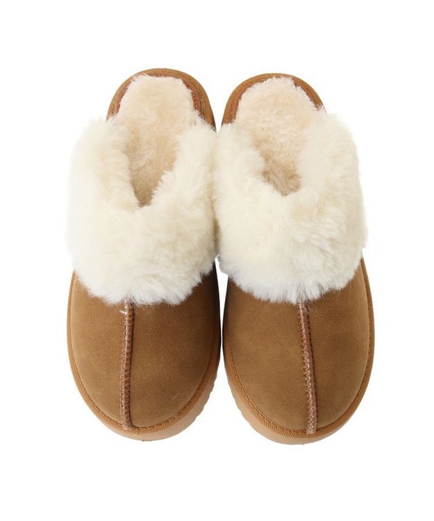Green Parks ・minia　フェイクムートンスリッパ Camel