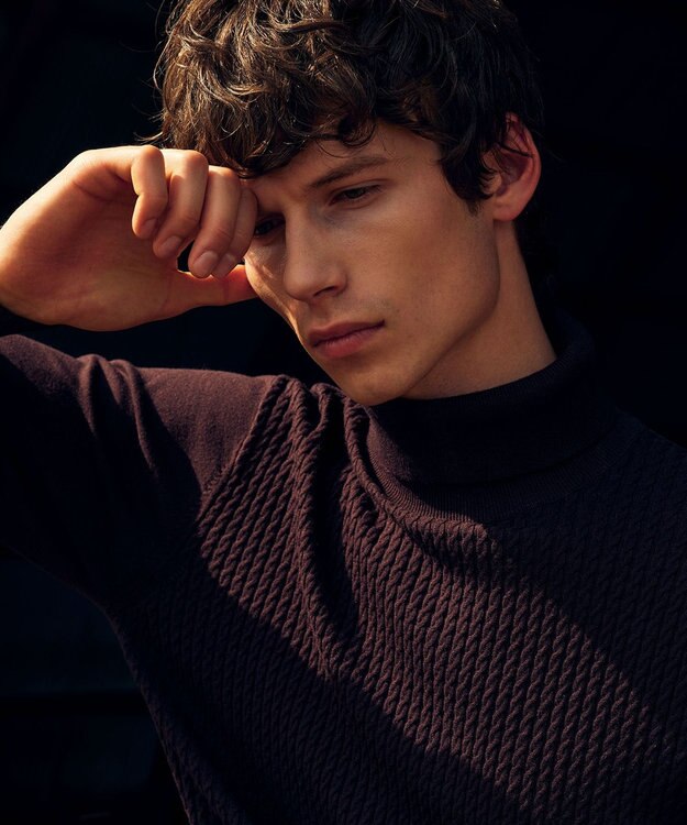 JOSEPH ABBOUD 【チクチクしないタートルネック/イージーケア/3シーズン対応】 コンフォート タートルネック セーター ダークブラウン系