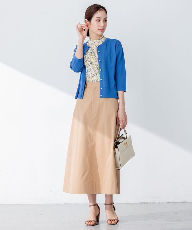 組曲 【ストレッチ・イージーケア】ハイウエストチノ スカート ベージュ系
