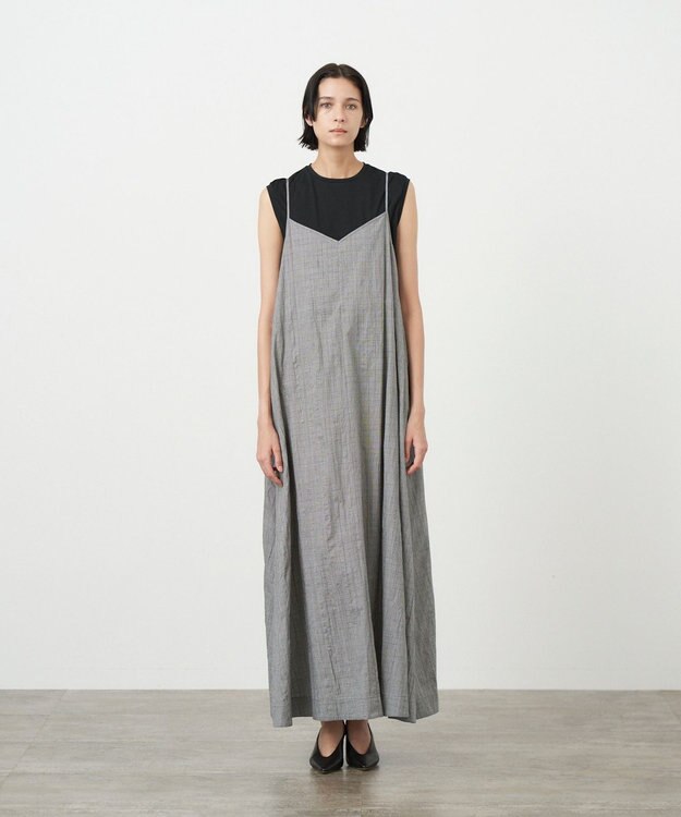 ATON WRINKLES COTTON | キャミドレス CHECK