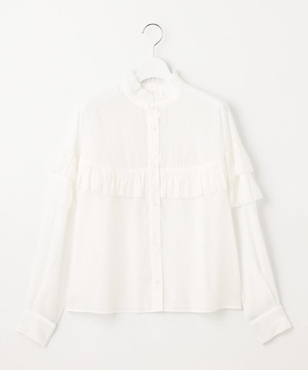Feroux 【洗える】フリル ブラウス ホワイト系
