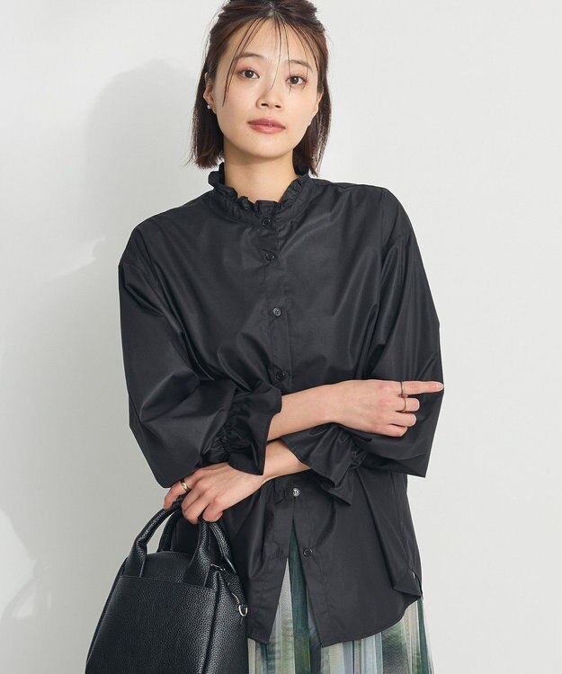 CRAFT STANDARD BOUTIQUE スタンドフリルブラウス Black