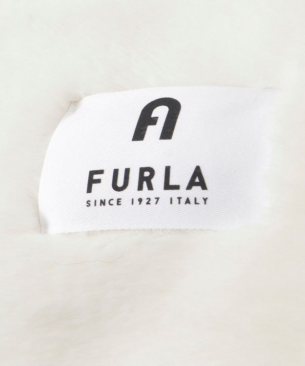 MOONBAT FURLA バイカラーロゴフェイクファーマフラー オフホワイト