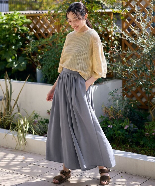 ANY 【洗濯機可/アンチピリング】アイレットメッシュニット ベージュ