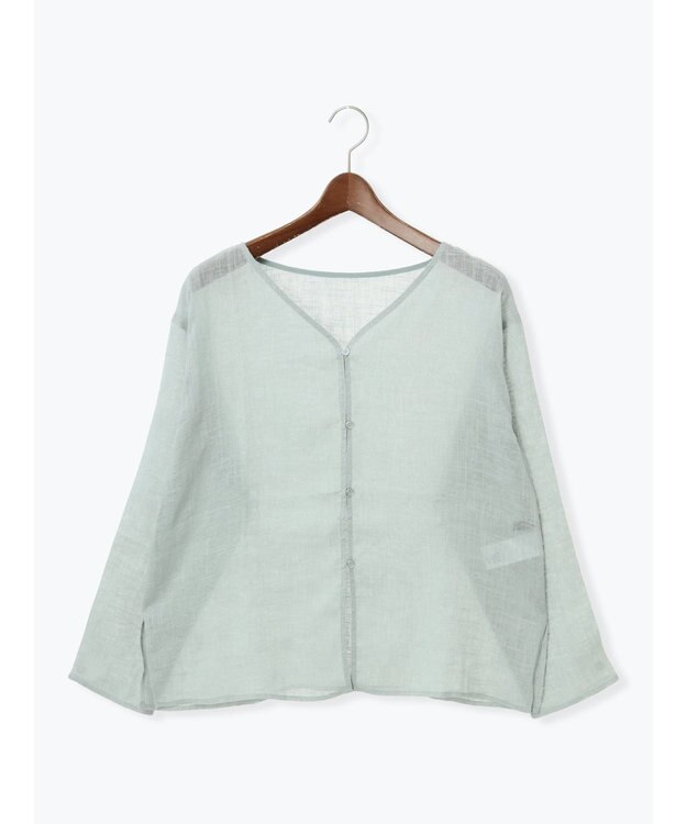 Te chichi レーヨンリネンメッシュシャツ サックスブルー