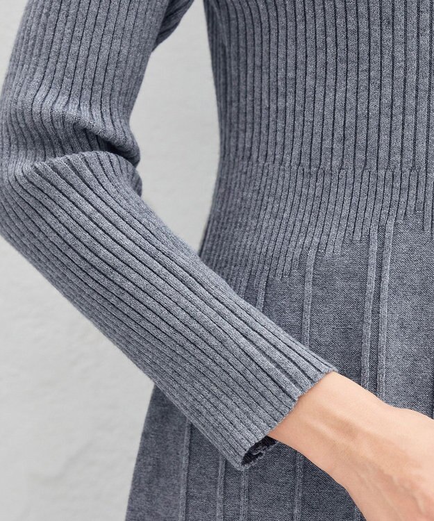Tiaclasse 【洗える】1着でオシャレ感が出せるニットプリーツワンピース グレー
