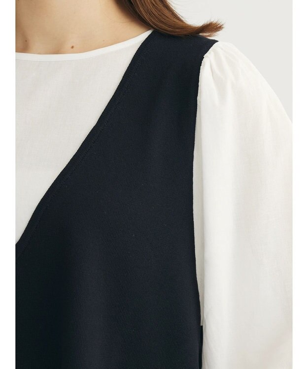 Green Parks ベスト風ドッキングニットプルオーバー Black