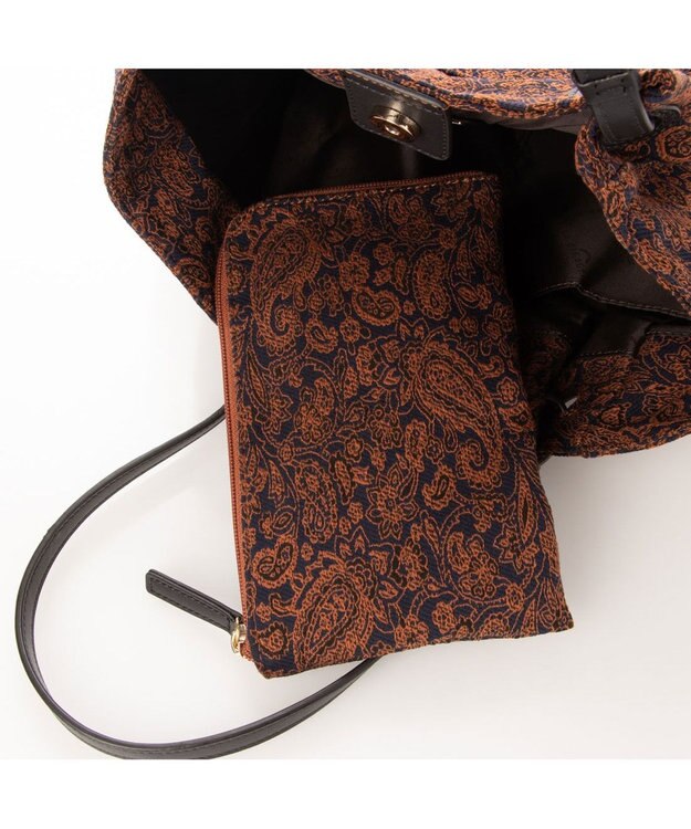 LA BAGAGERIE 【DEVEAUX】ペイズリーナチュラルミニトート レンガブラウン