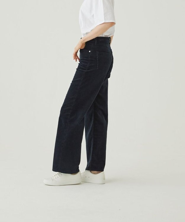 caqu ワイドフィット 裏起毛コーデュロイパンツ black