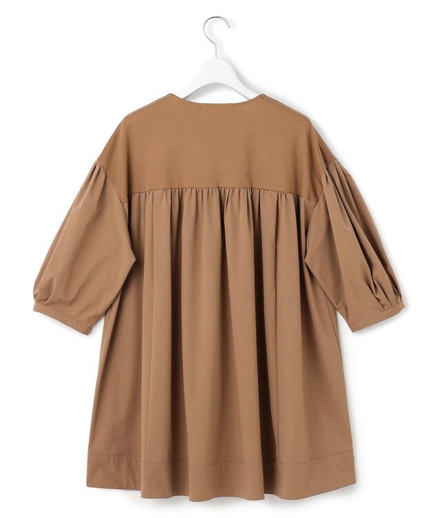 23区 【洗える】シルキータフタコンビ チュニック カットソー キャメル系