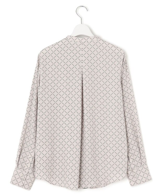 ICB L 【新色追加・WEB限定カラーあり・接触冷感・UVケア・速乾・洗える】BackSatinAmunzen バンドカラーブラウス トープベース×スクエアビット柄系