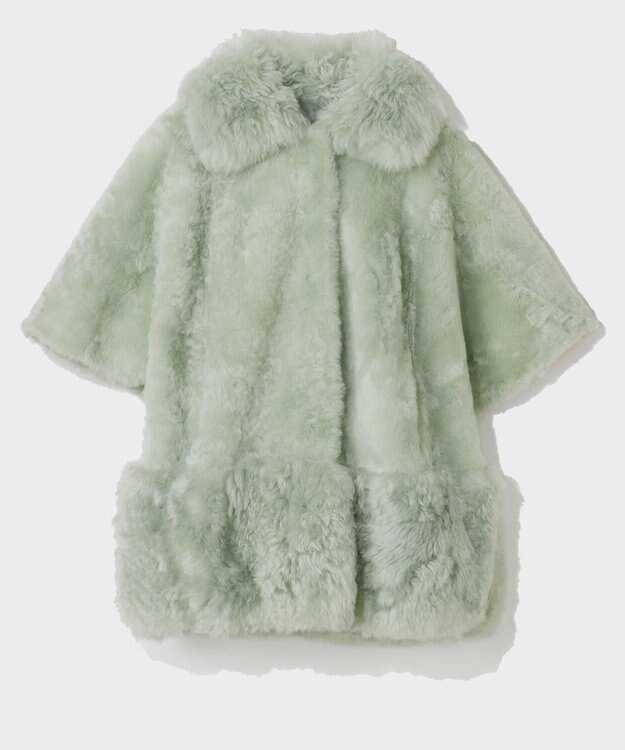 GRACE CONTINENTAL ムートンポンチョコート ライトグリーン