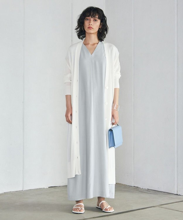 ICB L 【マガジン掲載】Stiffen ロング カーディガン（番号CH62） アイボリー系