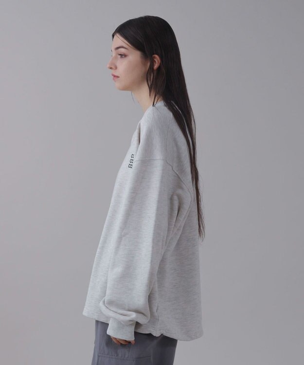 WEGO 【ユニセックス着用ITEM】ショートドロストワンポイント刺繍プルオーバー 杢グレー