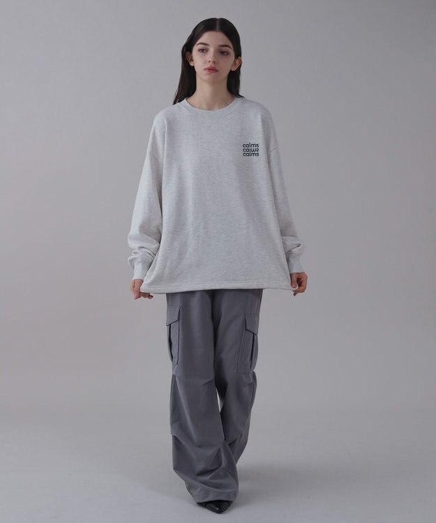 WEGO 【ユニセックス着用ITEM】ショートドロストワンポイント刺繍プルオーバー 杢グレー