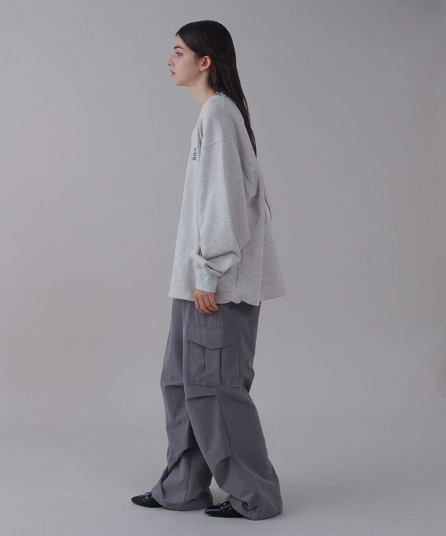 WEGO 【ユニセックス着用ITEM】ショートドロストワンポイント刺繍プルオーバー 杢グレー