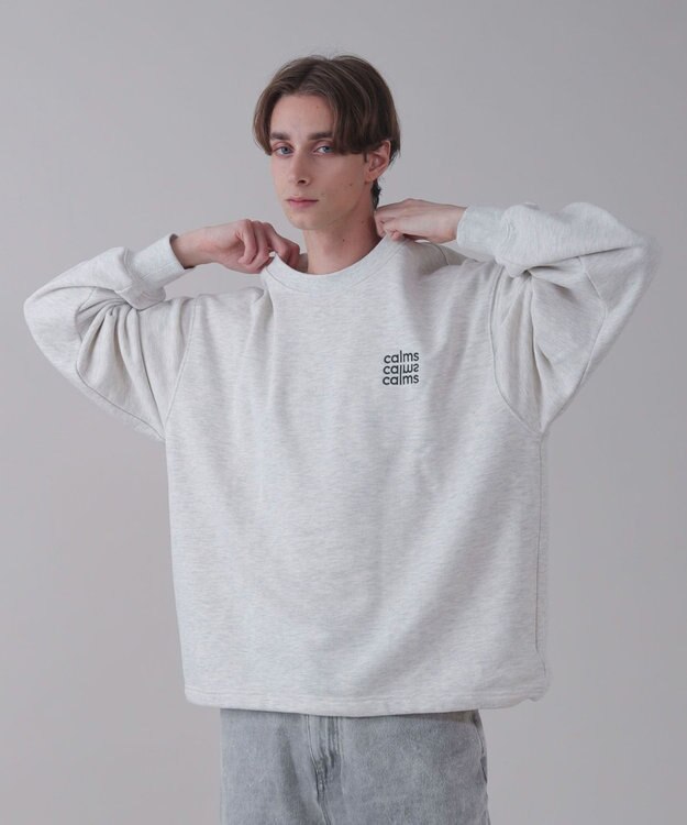 WEGO 【ユニセックス着用ITEM】ショートドロストワンポイント刺繍プルオーバー 杢グレー