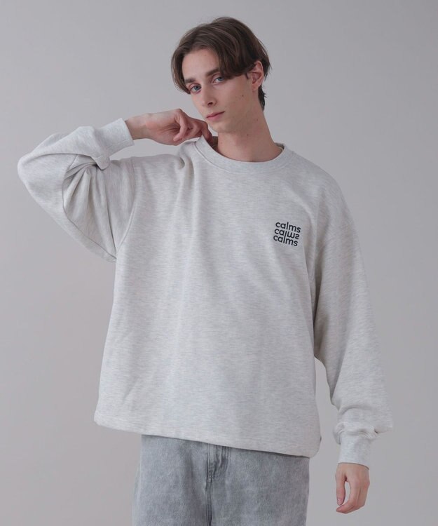 WEGO 【ユニセックス着用ITEM】ショートドロストワンポイント刺繍プルオーバー 杢グレー