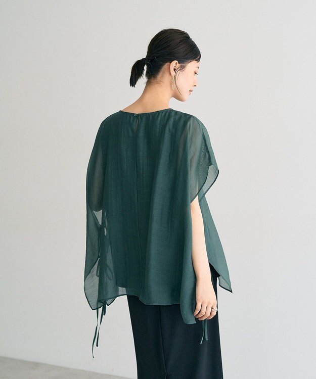 YECCA VECCA サイドリボンシアーレイヤードプルオーバー Dark Green