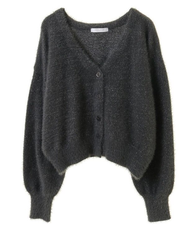 Green Parks ラメシャギーニットカーディガン Charcoal Gray