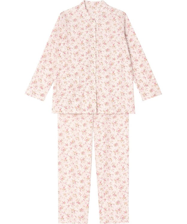 Wing パジャマ 長袖 長ズボン 綿100％(肌側) あったか素材 保温性 ゆったりシルエット シャツタイプ 上下セット レディース EP6001 ウイング／ワコール ピンク