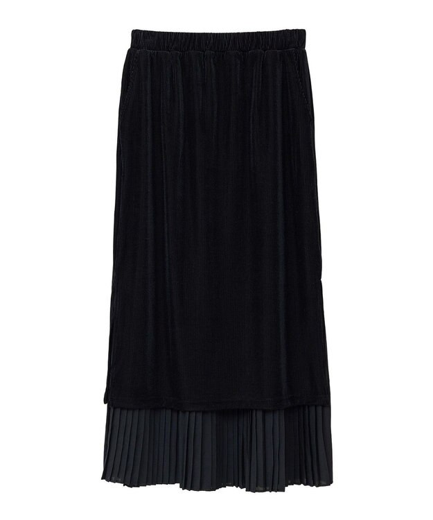 earth music&ecology ベロアプリーツスカート Black