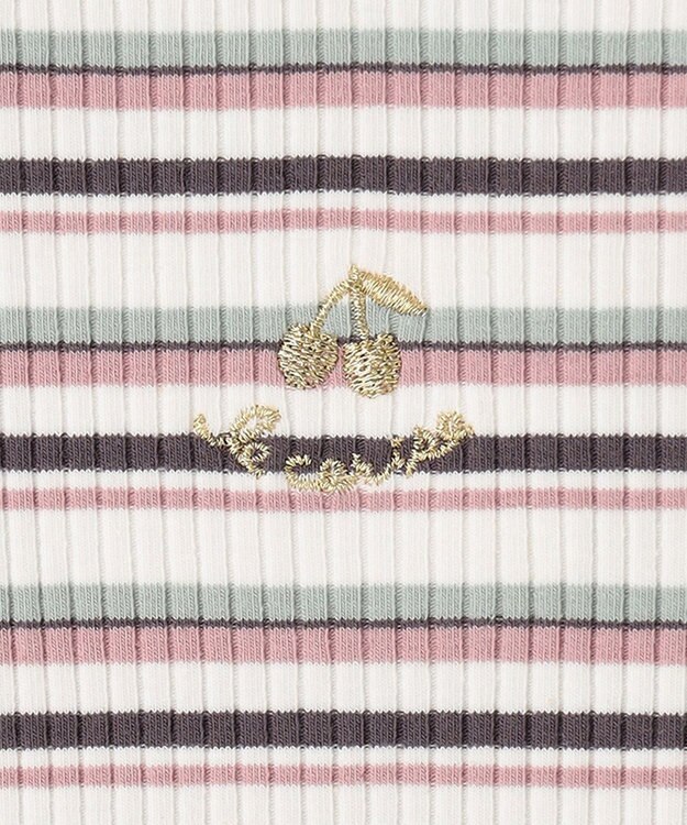 ANY KIDS 七分袖 テレコボーダー Tシャツ エクリュ系