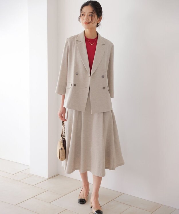 組曲 S ライトリネンライクフレア スカート ベージュ系