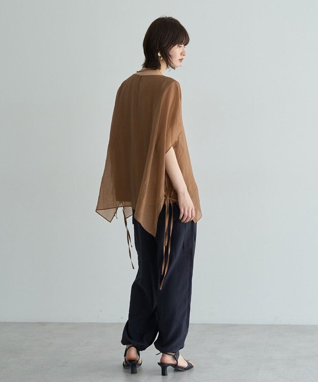 YECCA VECCA サイドリボンシアーレイヤードプルオーバー Dark Green