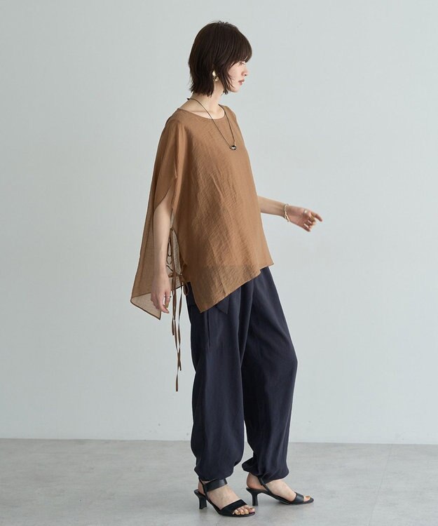 YECCA VECCA サイドリボンシアーレイヤードプルオーバー Dark Green