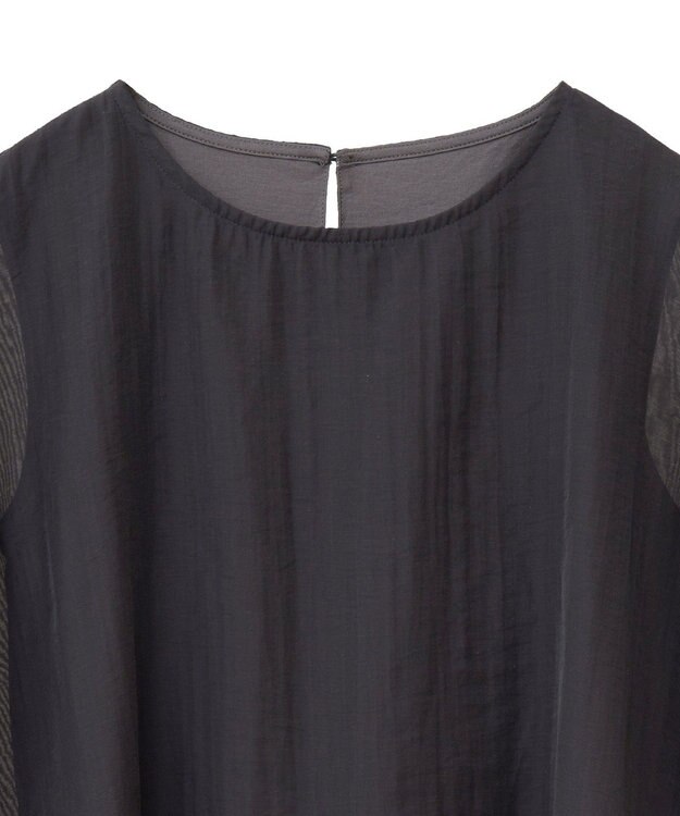 YECCA VECCA サイドリボンシアーレイヤードプルオーバー Dark Green