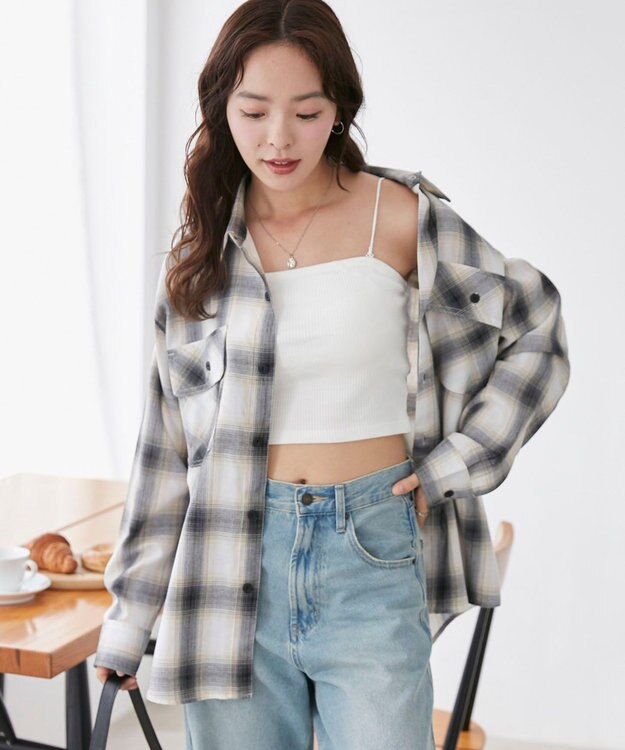 WEGO 【ユニセックス着用ITEM/SMLサイズ展開】オンブレチェックシャツ（LS） 柄2