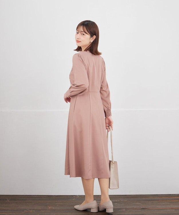 Tiaclasse L ハートネックくるみ釦ワンピース ピンク