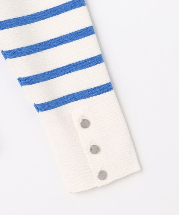 J.PRESS LADIES L Rayon Stretch Border ニット オフ×ブルー×モカ系