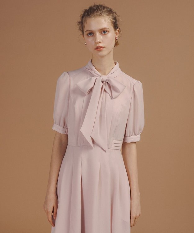 TOCCA 【WEB限定・洗える・消臭】RIBBON ROSETTE HALF ドレス ピンク系