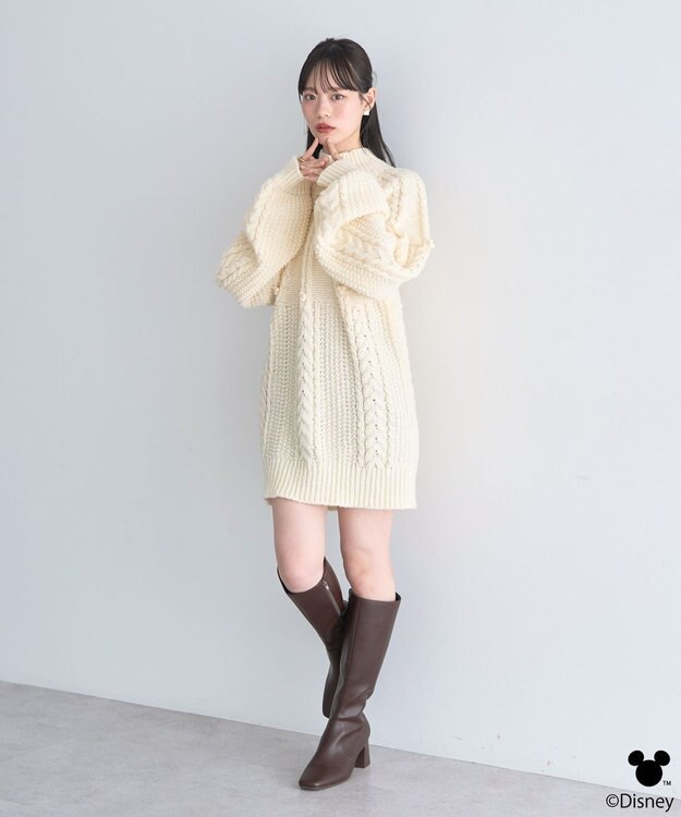 earth music&ecology 【予約】Disney/ポイントミッキーケーブルニット アイボリー