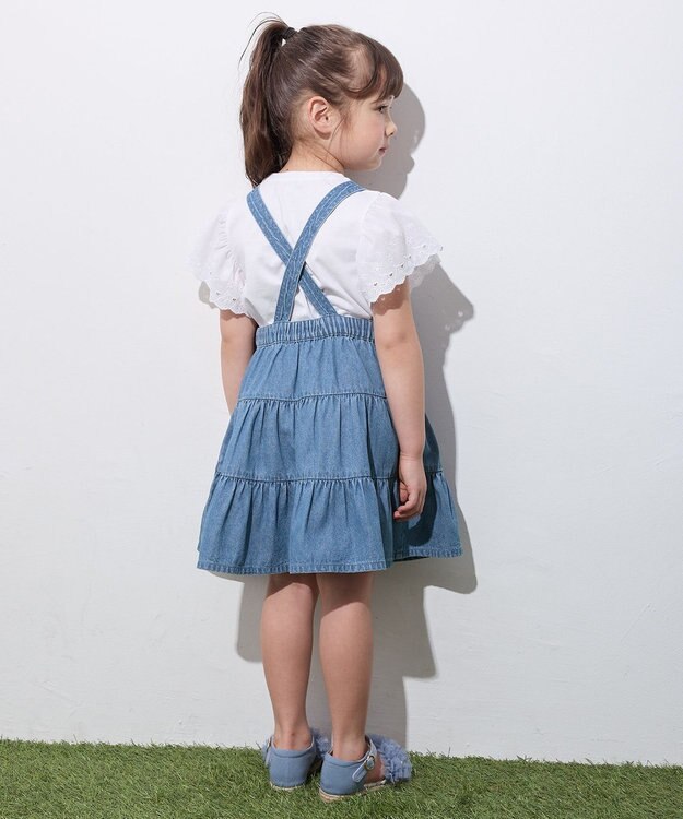 ANY KIDS ティアード デニムジャンパースカート ブルー