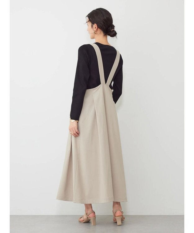 AMERICAN HOLIC 丈違いフロントタックジャンバースカート Gray Beige