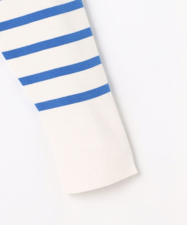 J.PRESS LADIES L Rayon Stretch Border ニット オフ×ブルー×モカ系