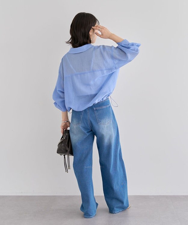 Green Parks 裾ドロストシアーシャツ Sax