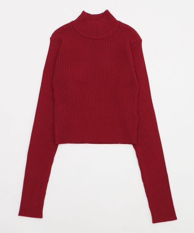 WEGO 【2025年秋冬新作】リブハイネックショートニット レッド