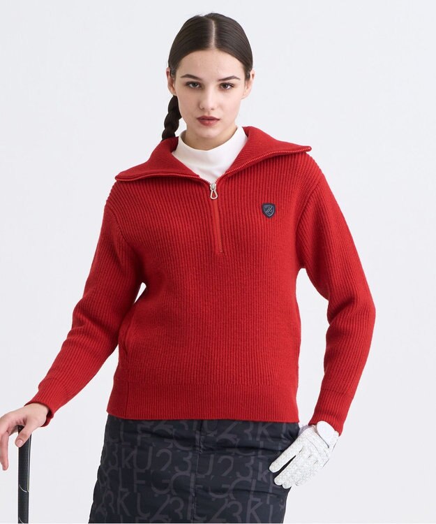 23区GOLF 【WOMEN】ウイングカラーニット レッド系