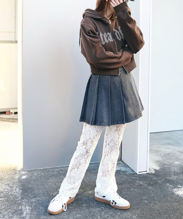 WEGO デニムラッププリーツスカート ブラックその他