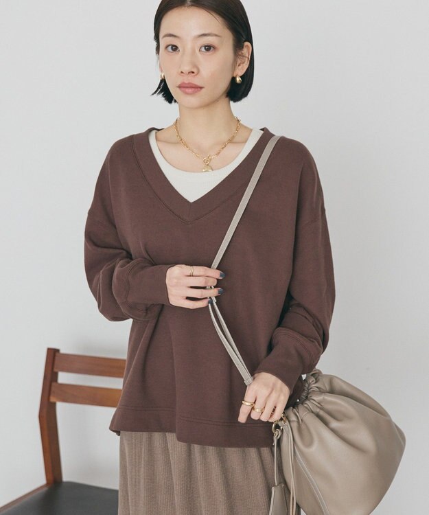 AMERICAN HOLIC Ｖネックスムース起毛プルオーバー Brown